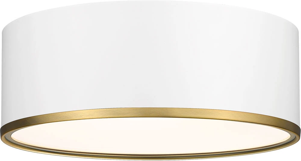 Z-Lite 2303F3-MW-RB Arlo Contemporary Matte White & Rubbed Brass 16" Flush Mount Lighting